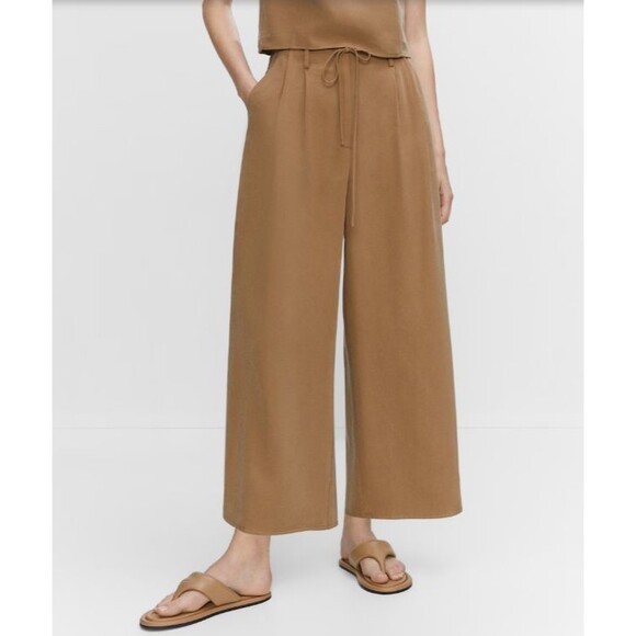 Mango Casual Pants Wideleg Trousers with Elastic Waist Large - Picture 5 of 10